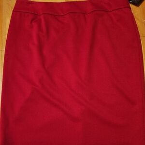 Kasper Pencil Skirt Fire Red Size 16 Straight Fully Lined